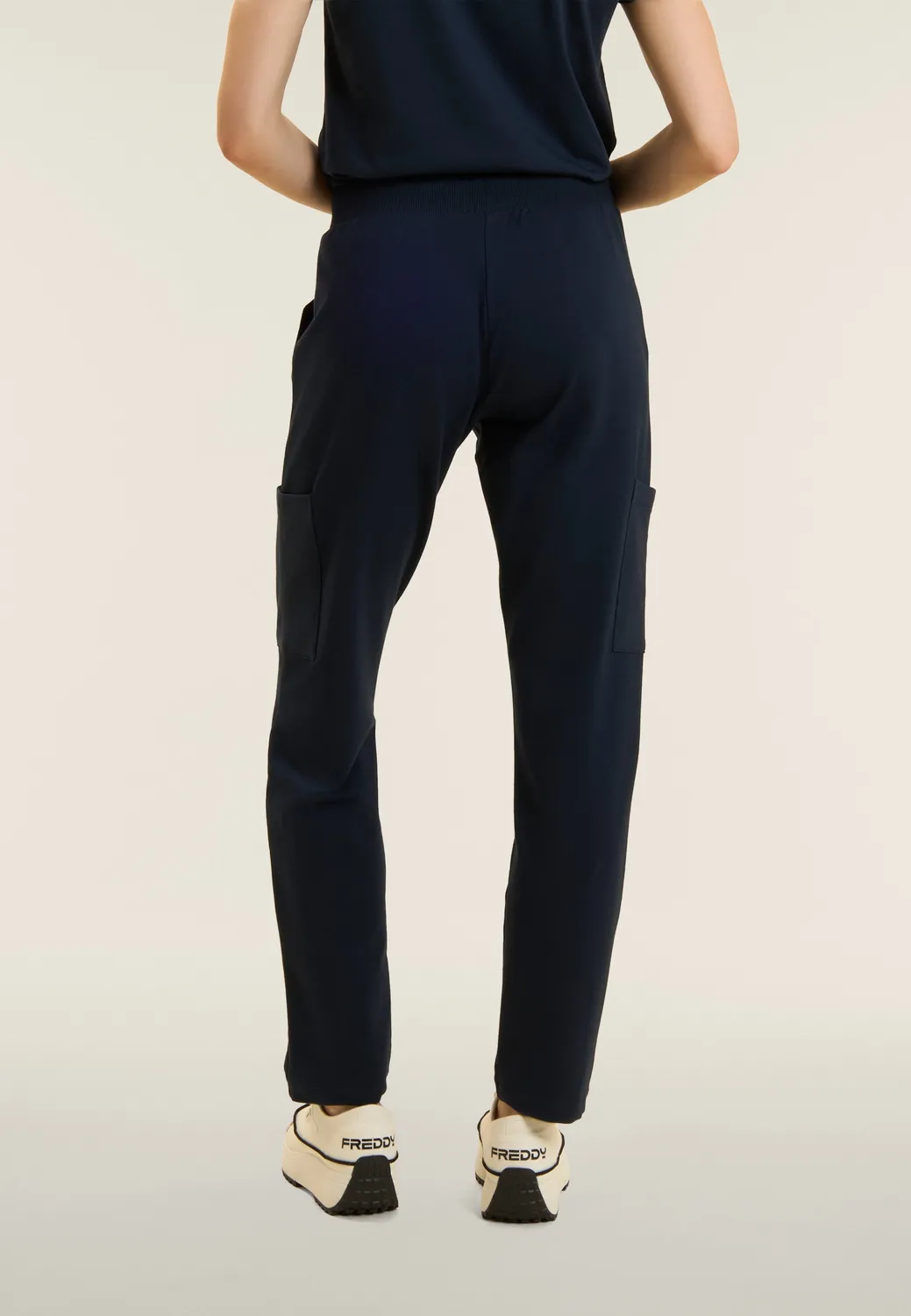 Freddy Sporthose Damen Taschen Milky Blue French Terry