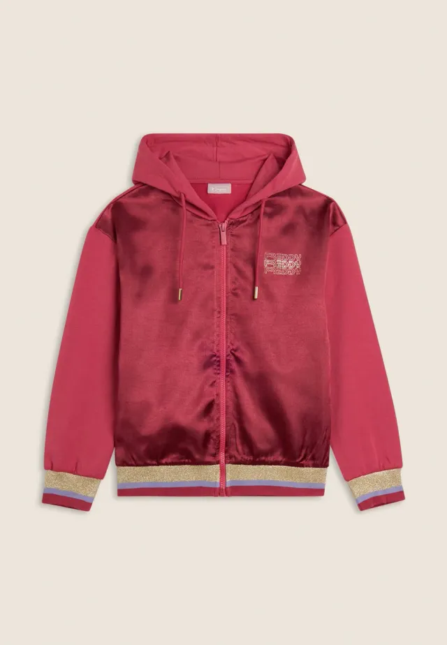 Freddy Mädchen Sweatjacke Satin-Front Lurex rot