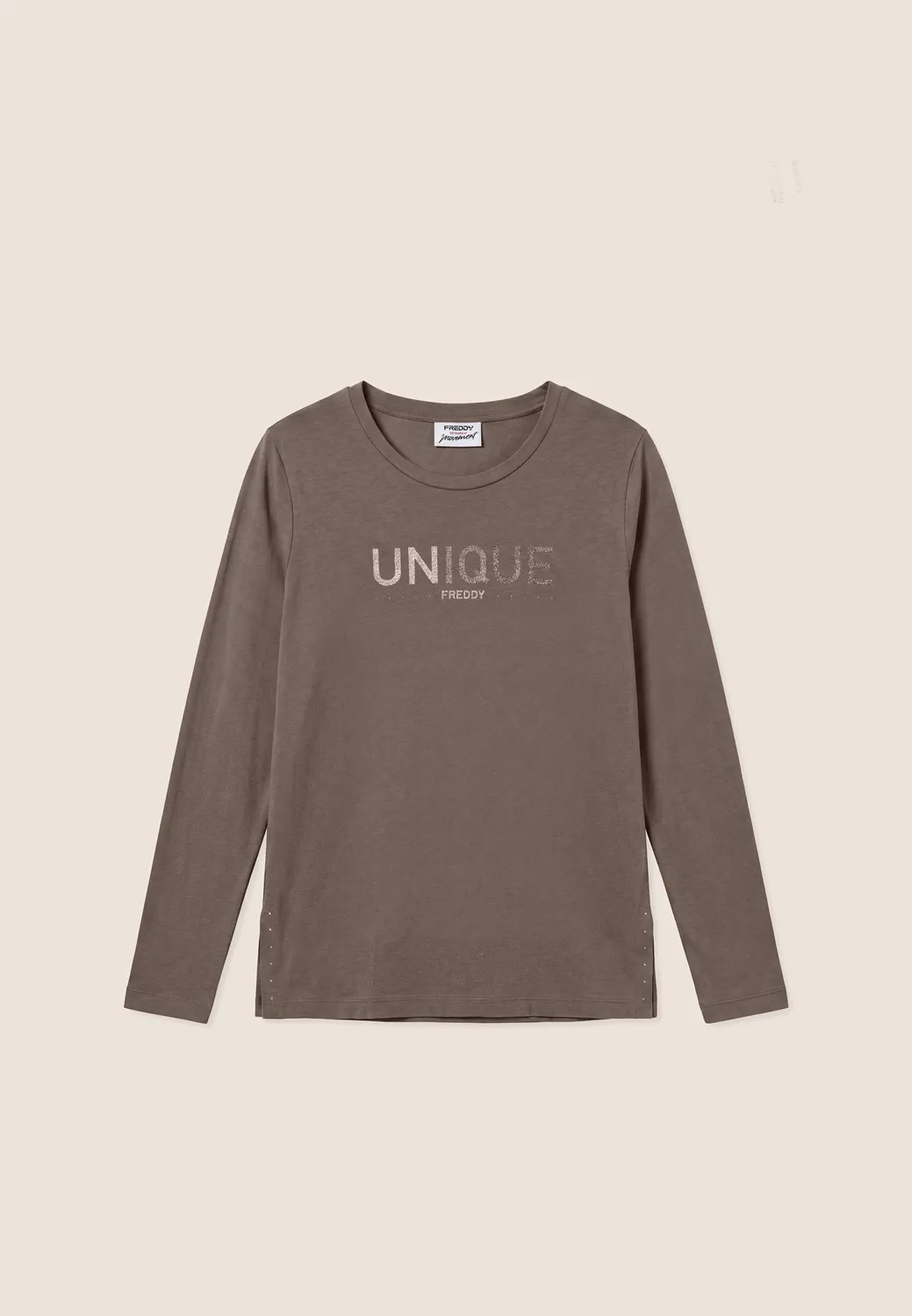 Freddy Unique Langarmshirt Nero mit Gold-Print