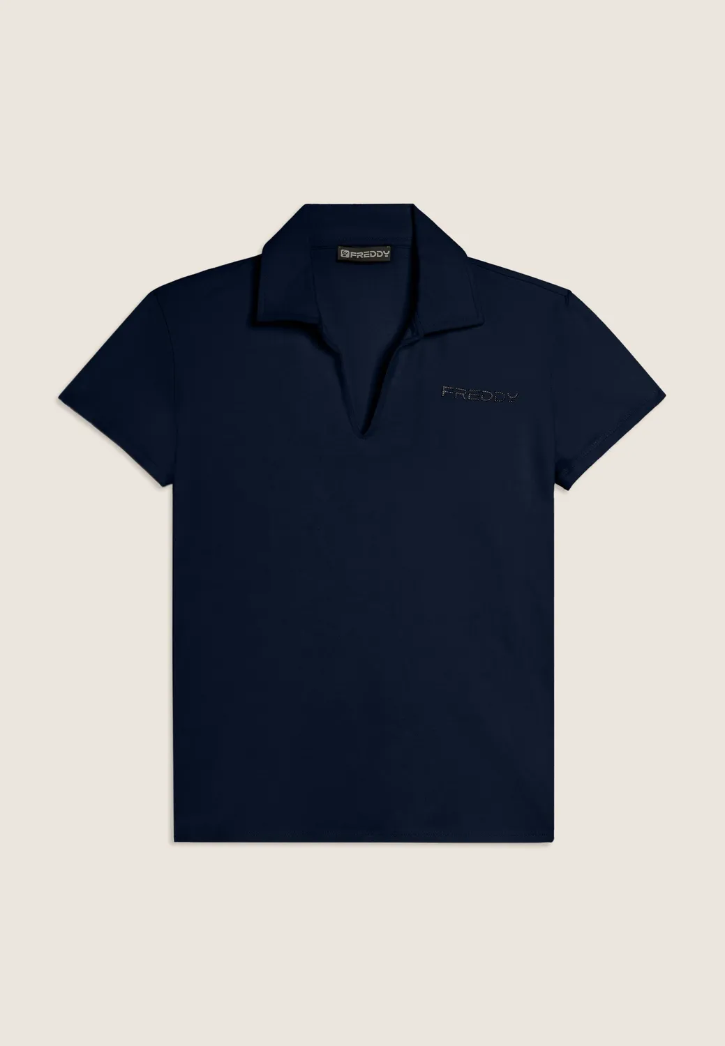 Freddy V-Ausschnitt T-Shirt Schwarz Kurzarm Baumwolle