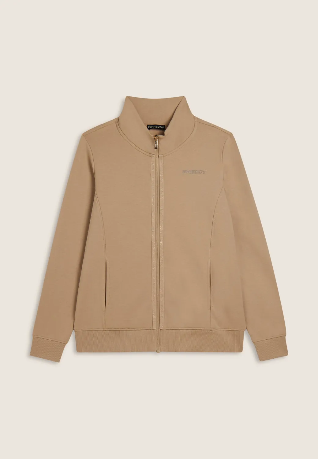 Freddy Sweatjacke Stehkragen Schwarz angeraut