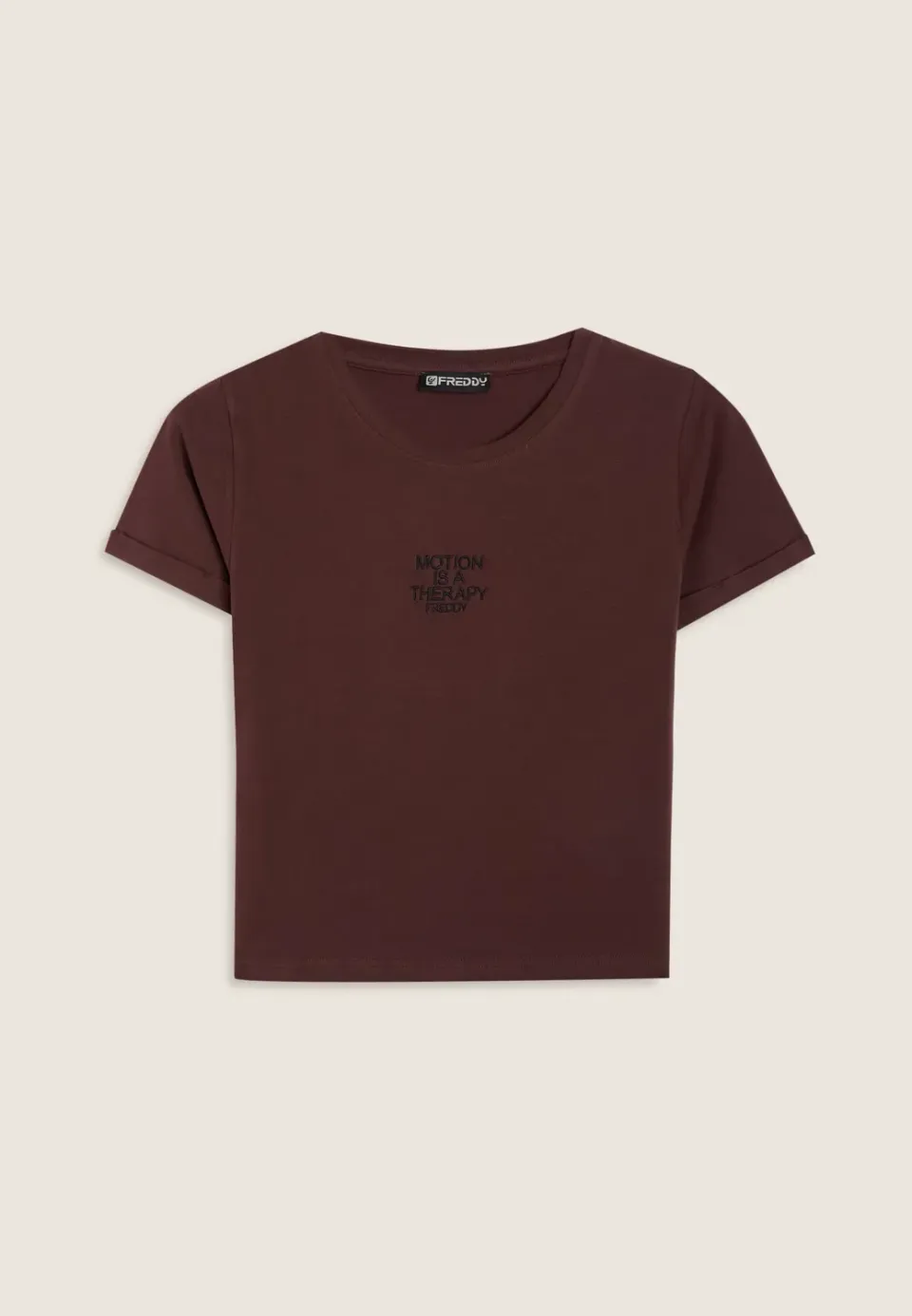 Freddy T-Shirt Damen Slim Schwarz Stickerei Baumwolle