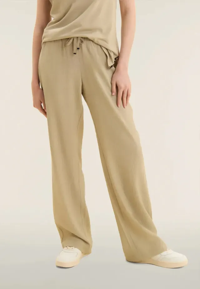 Freddy Wide-Leg Hose Damen Schwarz Crinkle Leicht