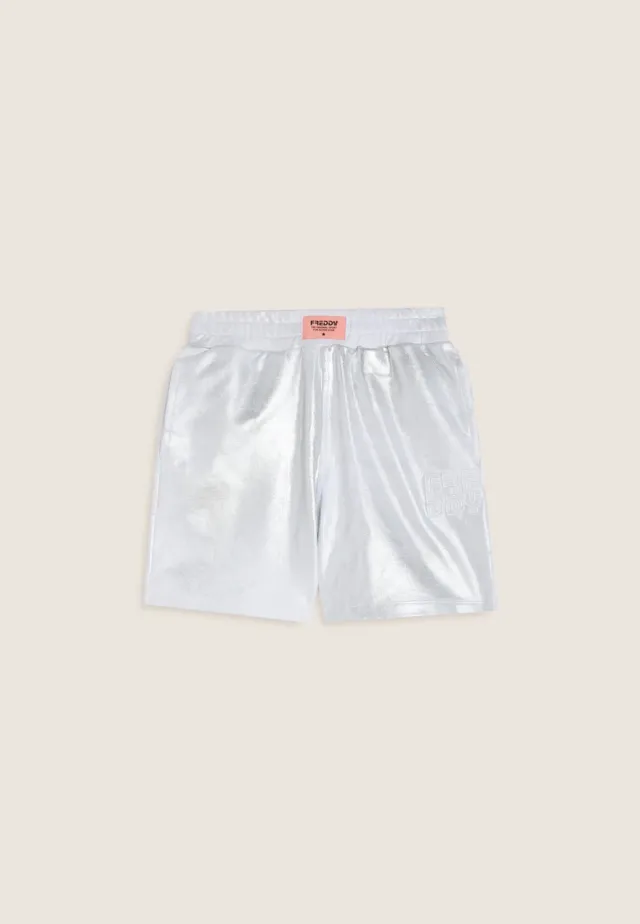 Freddy Coated Baumwoll Shorts Mädchen silber glänzend
