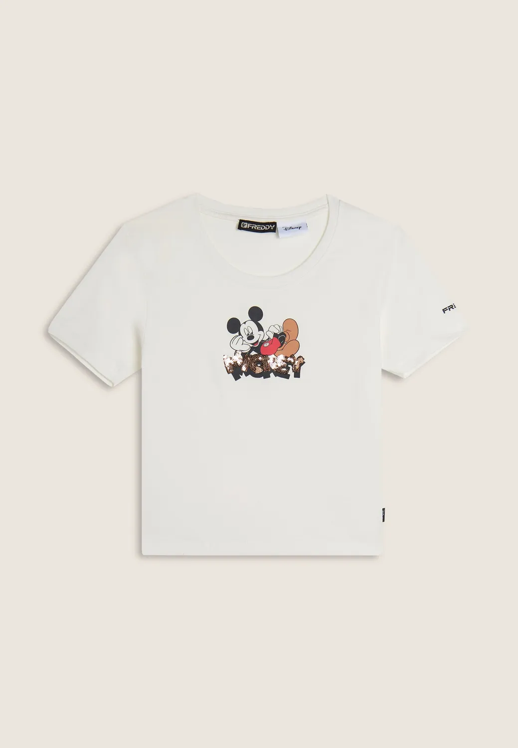 Freddy Mickey T-Shirt cropped Slim Schwarz