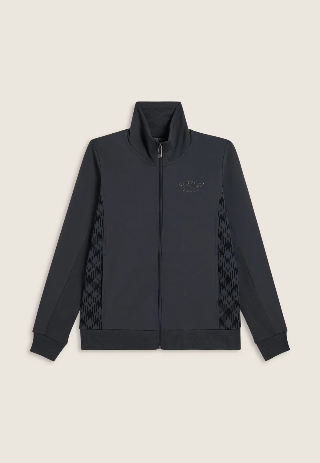 Freddy Sweatjacke Damen Full-Zip schwarz Stehkragen Check