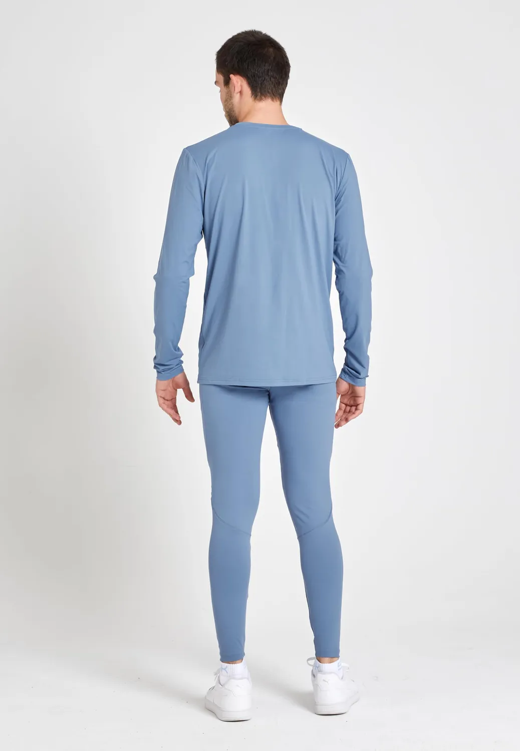 Sportkind Lange Laufhose mit Taschen Laufleggings S Grau Blau atmungsaktiv