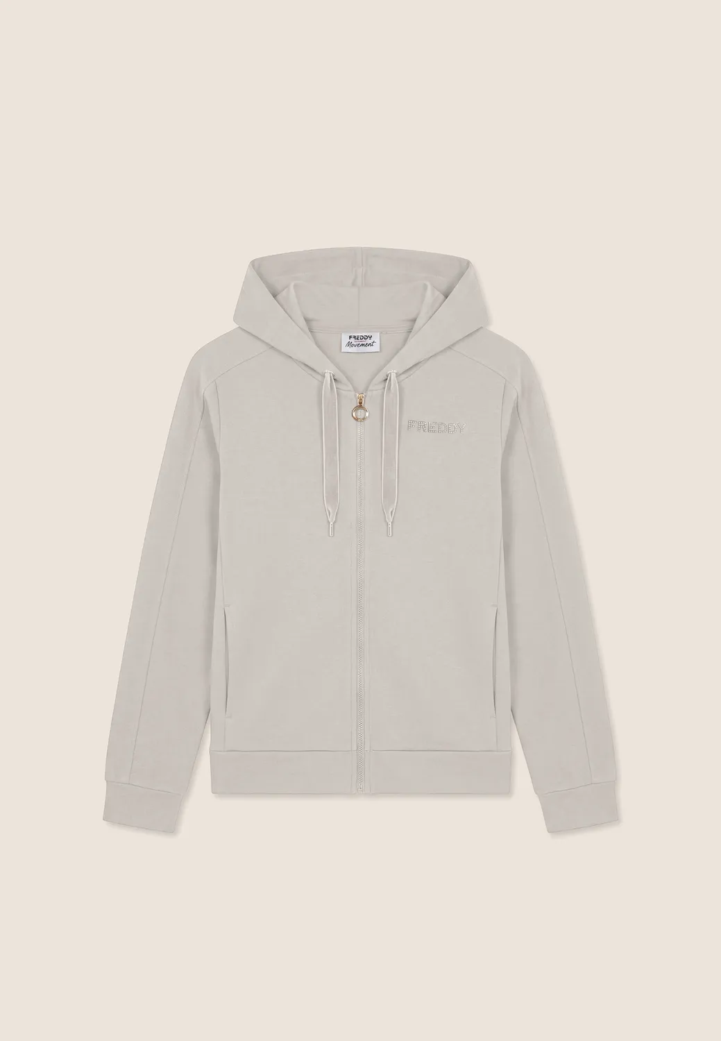 Freddy Regular Hoodie Damen Full-Zip Schwarz asymmetrisch