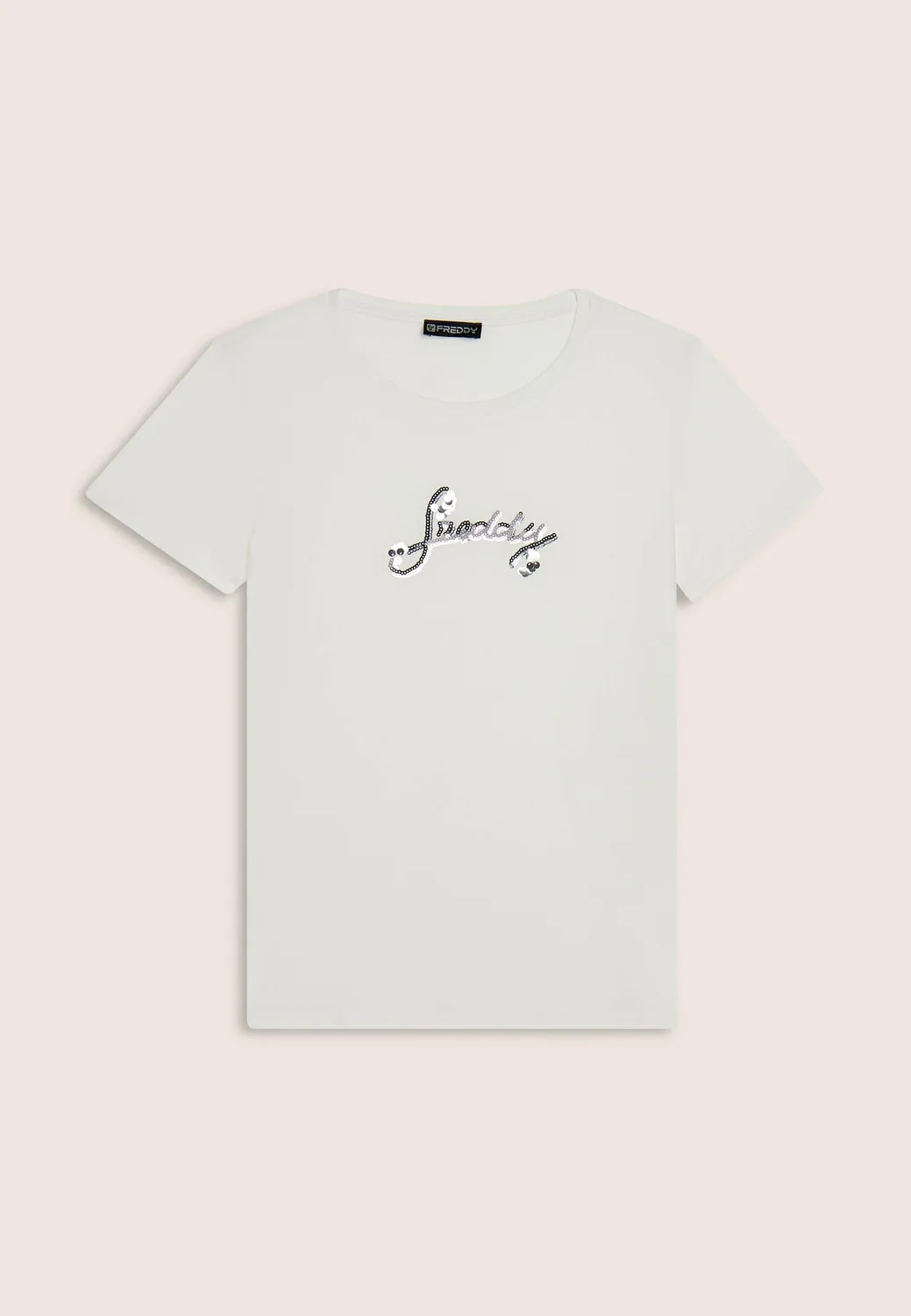 Freddy Supima T-Shirt Pailletten-Logo Nero S