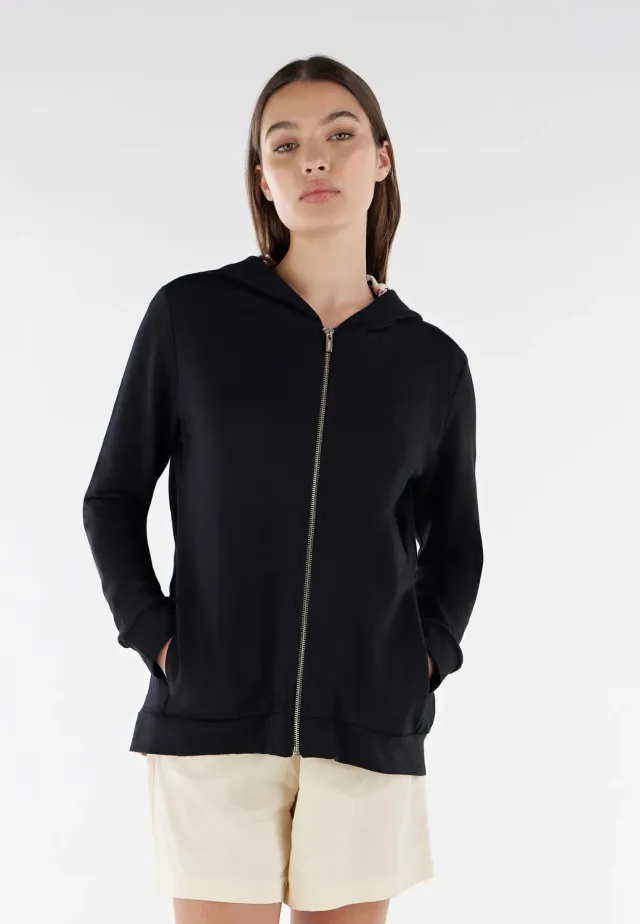 Freddy Comfort Kapuzenjacke French Terry beige Muster