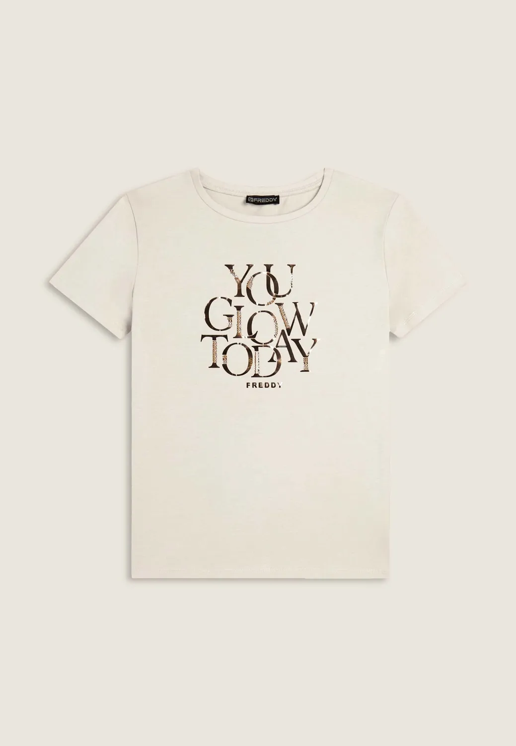 Freddy T-Shirt Damen Strass You Glow Today Nero leicht
