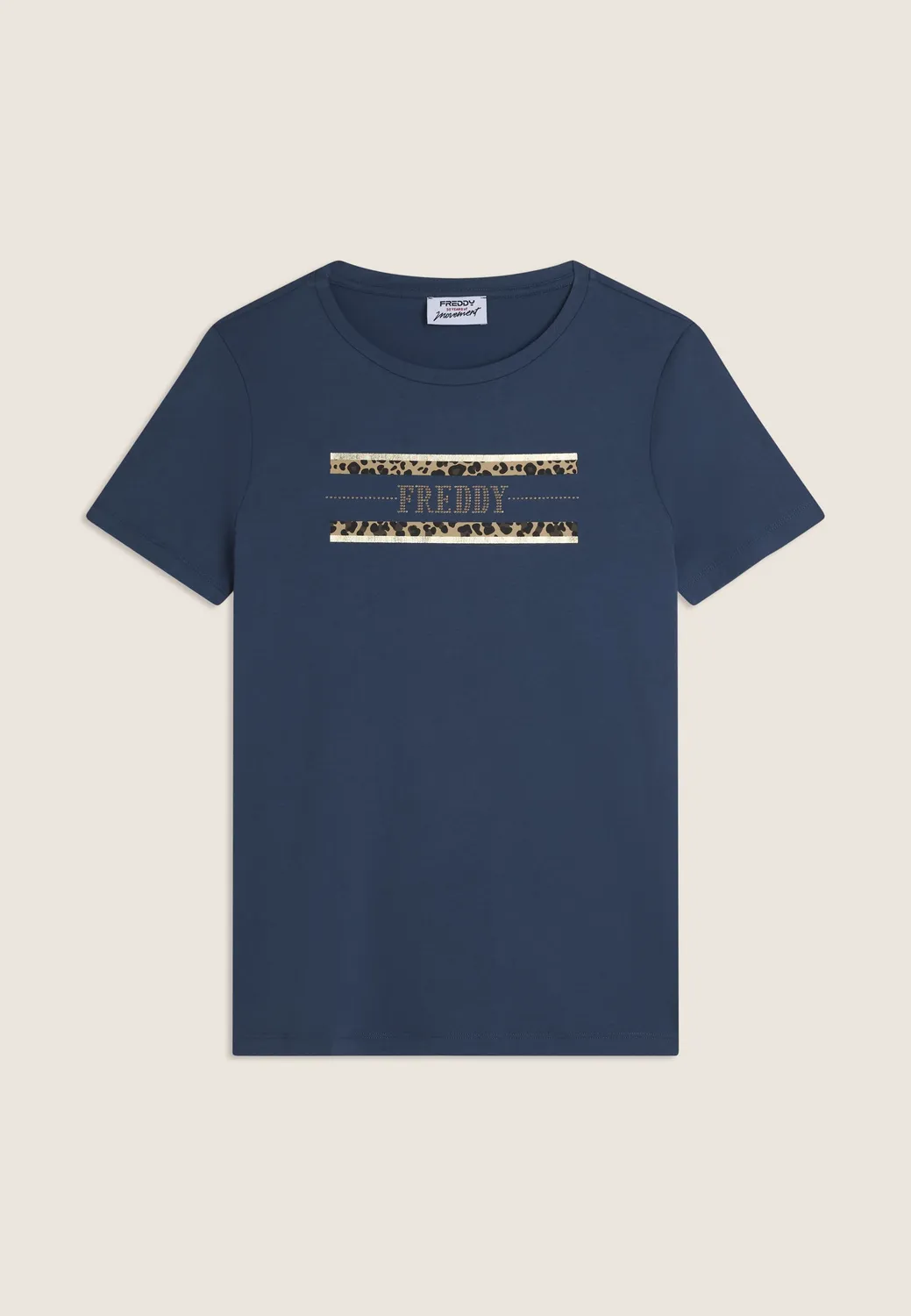 Freddy Animalier T-Shirt Schwarz Nieten Baumwolle Modal