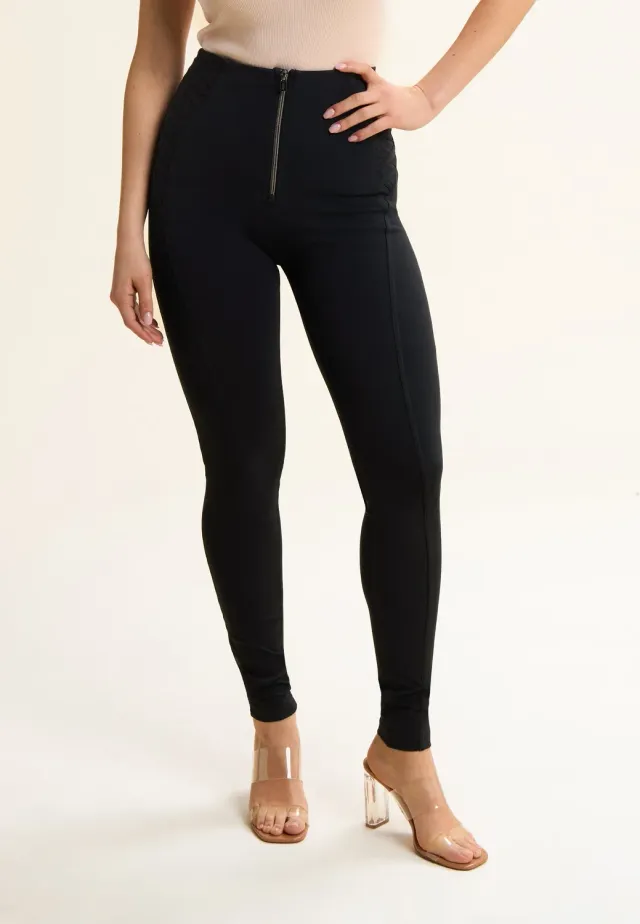Freddy WR.UP Jersey High-Waist Hose Damen schwarz Zierdekor