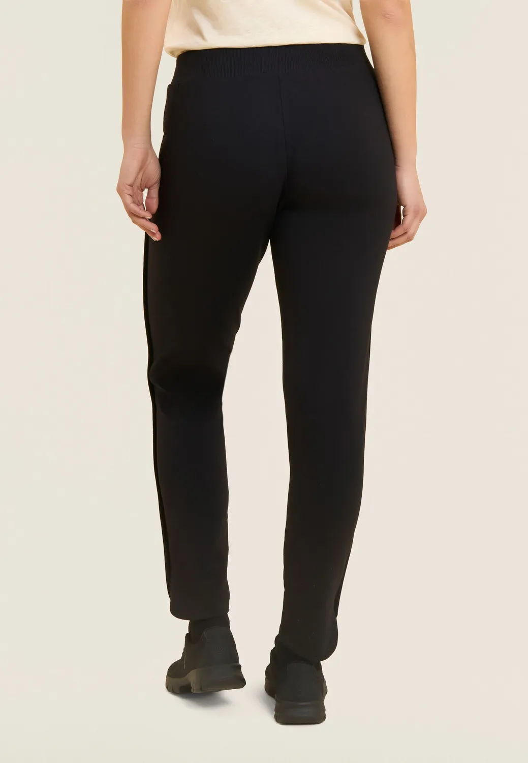 Freddy 7/8 French Terry Hose Damen schwarz runder Saum