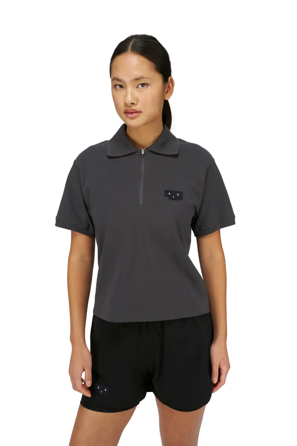 UNNA Polo Run Shirt W Poloshirt Off Black Bio-Baumwolle