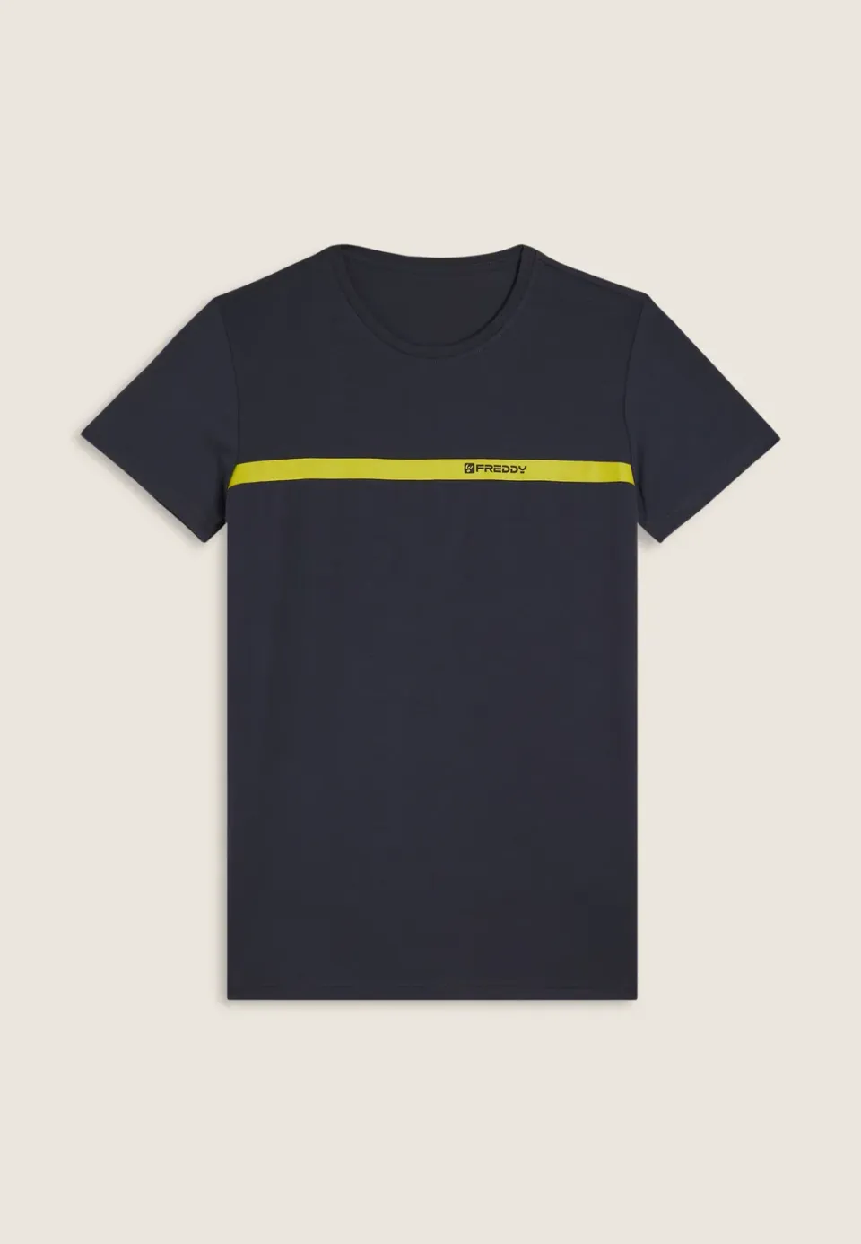 Freddy Herren T-Shirt Nero Baumwolle Kontrastbande