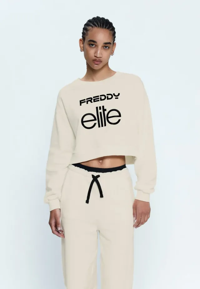 Freddy Elite Cropped Sweatshirt Damen Grau Baumwolle