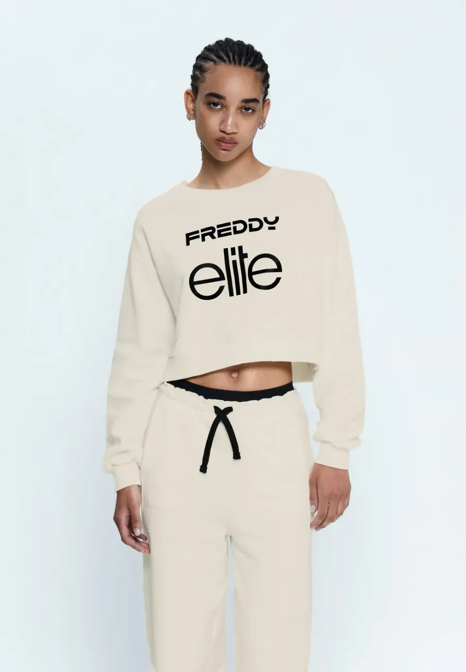 Freddy Elite Cropped Sweatshirt Damen Grau Baumwolle