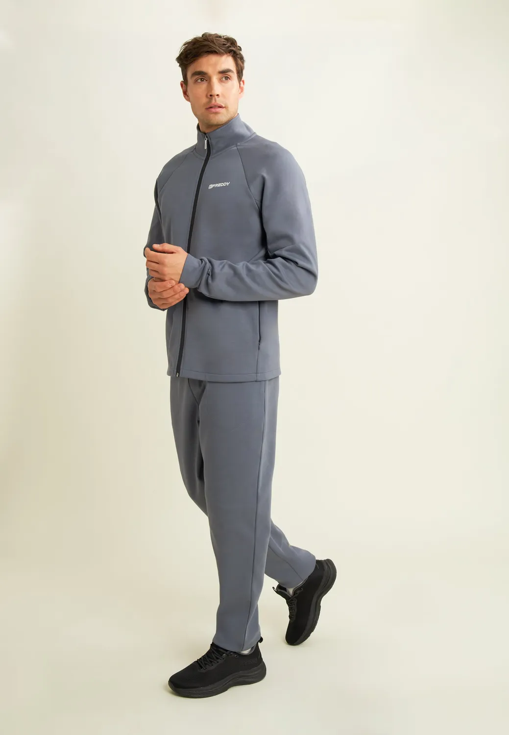Freddy Slim Interlock Sporthose Herren Schwarz Slim Fit