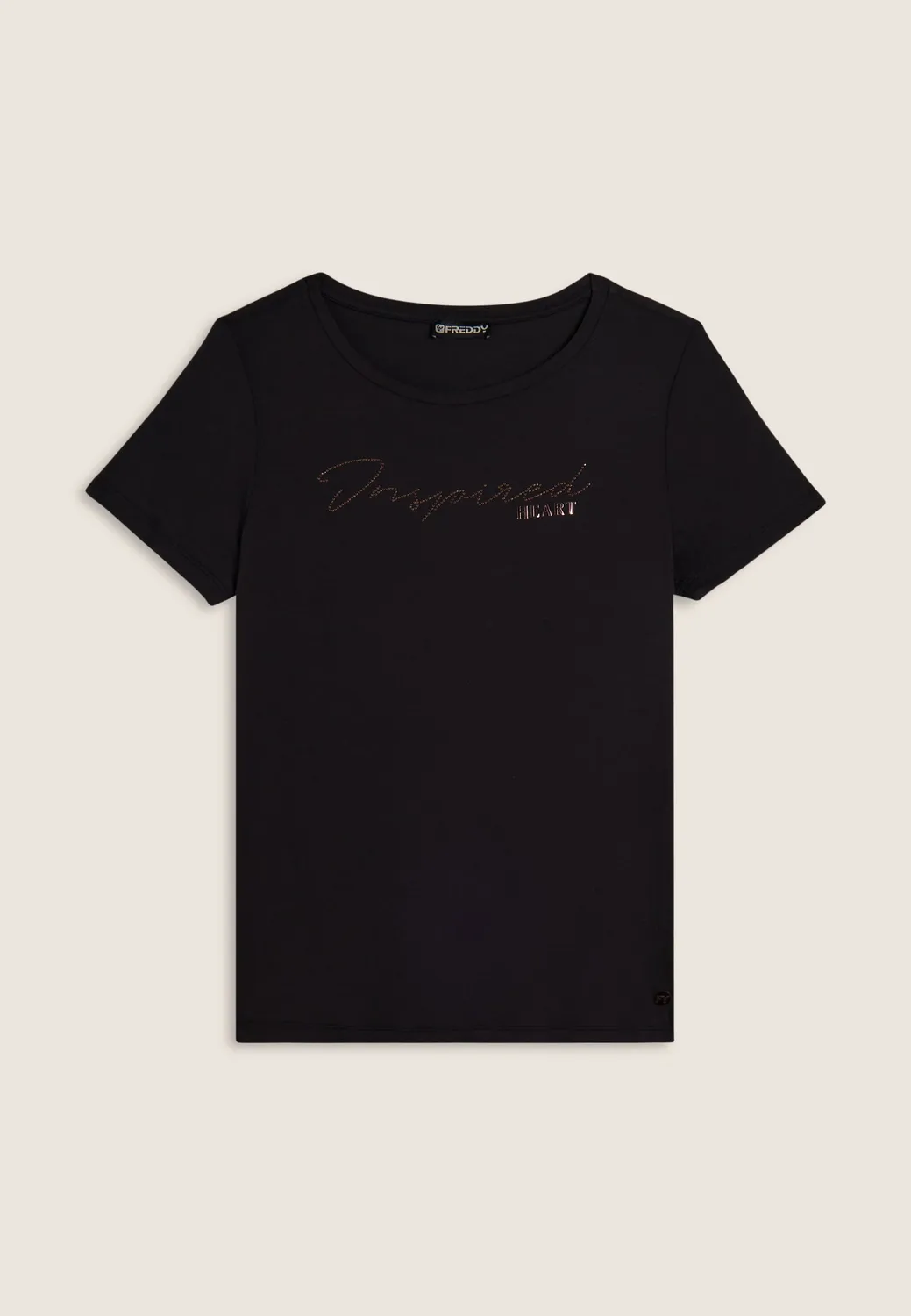 Freddy Damen T-Shirt Strass Schwarz elastisch