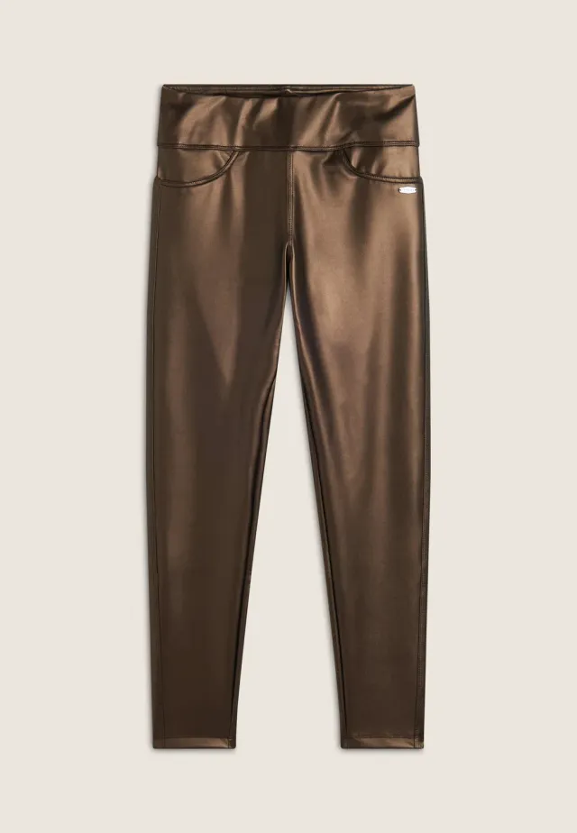 Freddy 7/8 Coated Leggings Leder-Look hoher Bund