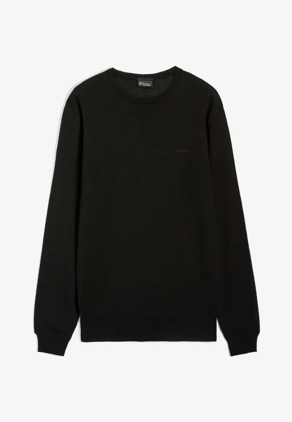 Freddy Wollpullover Herren Rundhals 100% Wolle Nero