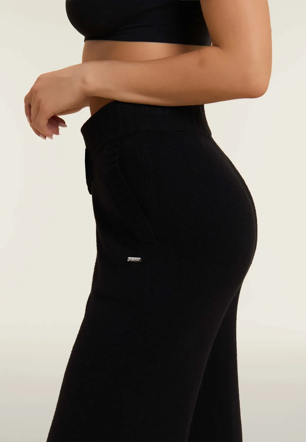 Freddy Wide Leg Trikot Sporthose Damen Schwarz