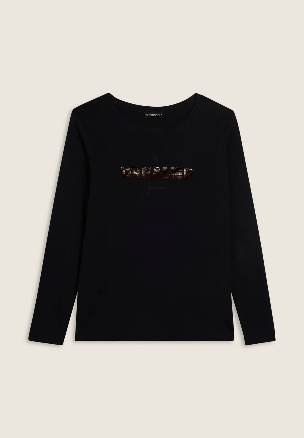 Freddy Dreamer Langarmshirt Strass Supima schwarz