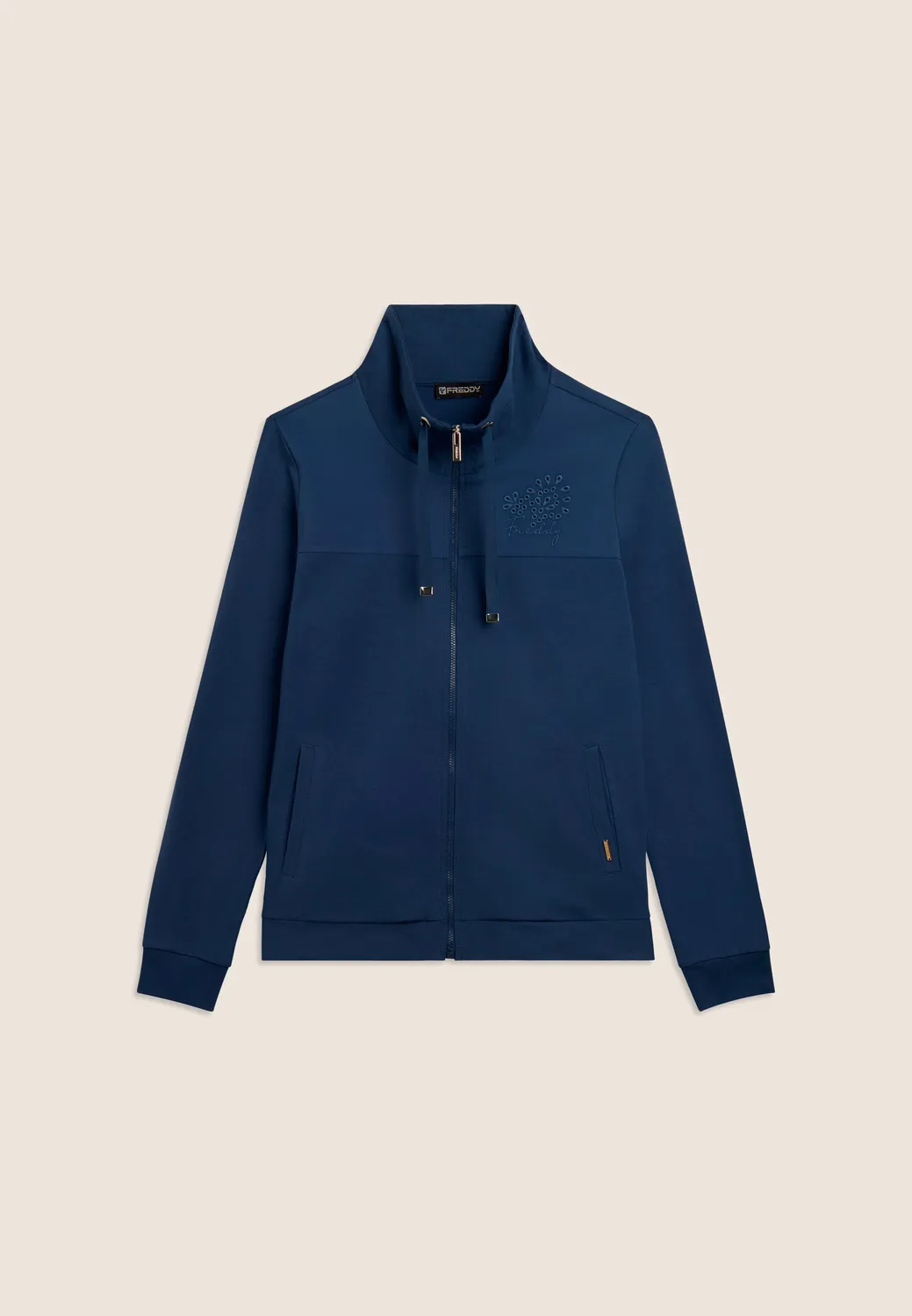 Freddy Damen Sweatjacke Stehkragen Schwarz