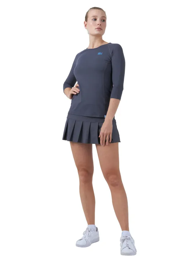 SPORTKIND Tennis 3/4 Langarmshirt Grau UPF 50+