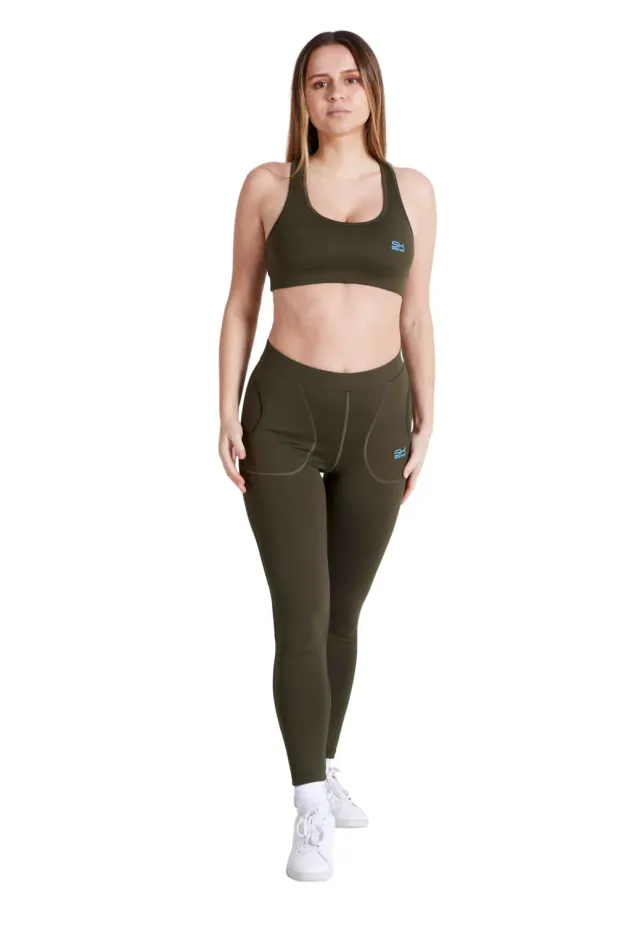 SPORTKIND 7/8 Sport Leggings Khaki 128 blickdicht