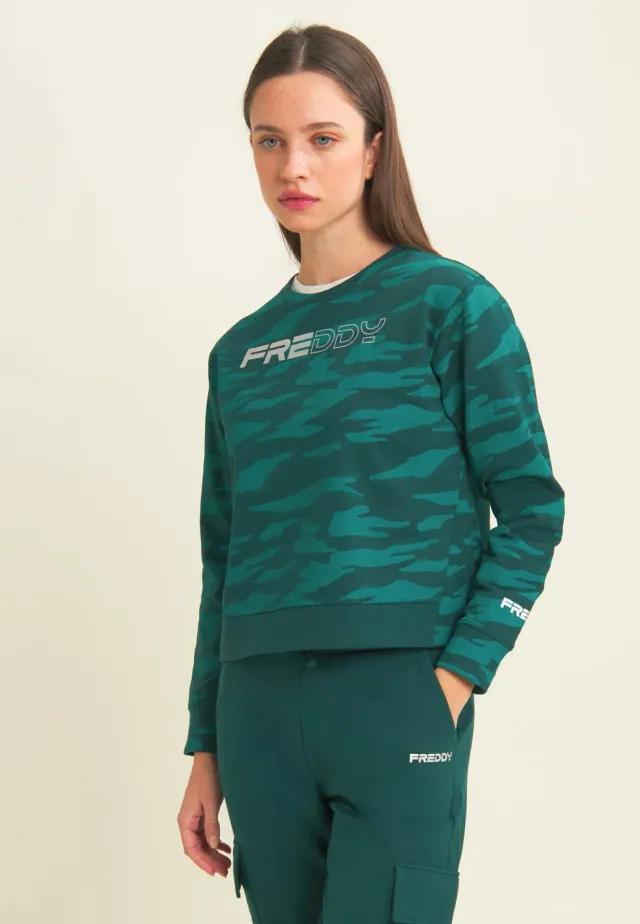 Freddy Cropped Sweatshirt Camouflage grau