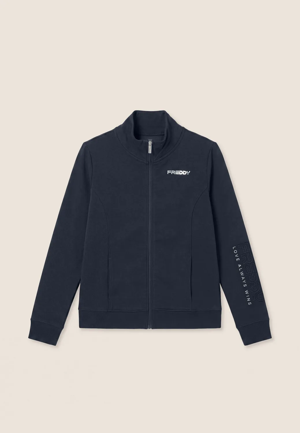 Freddy Sweatjacke Stehkragen Schwarz Zip bestickt