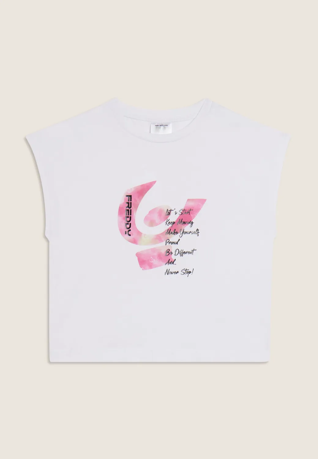 Freddy Cropped T-Shirt ohne Ärmel Maxi-Logo weiß 8 Jahre