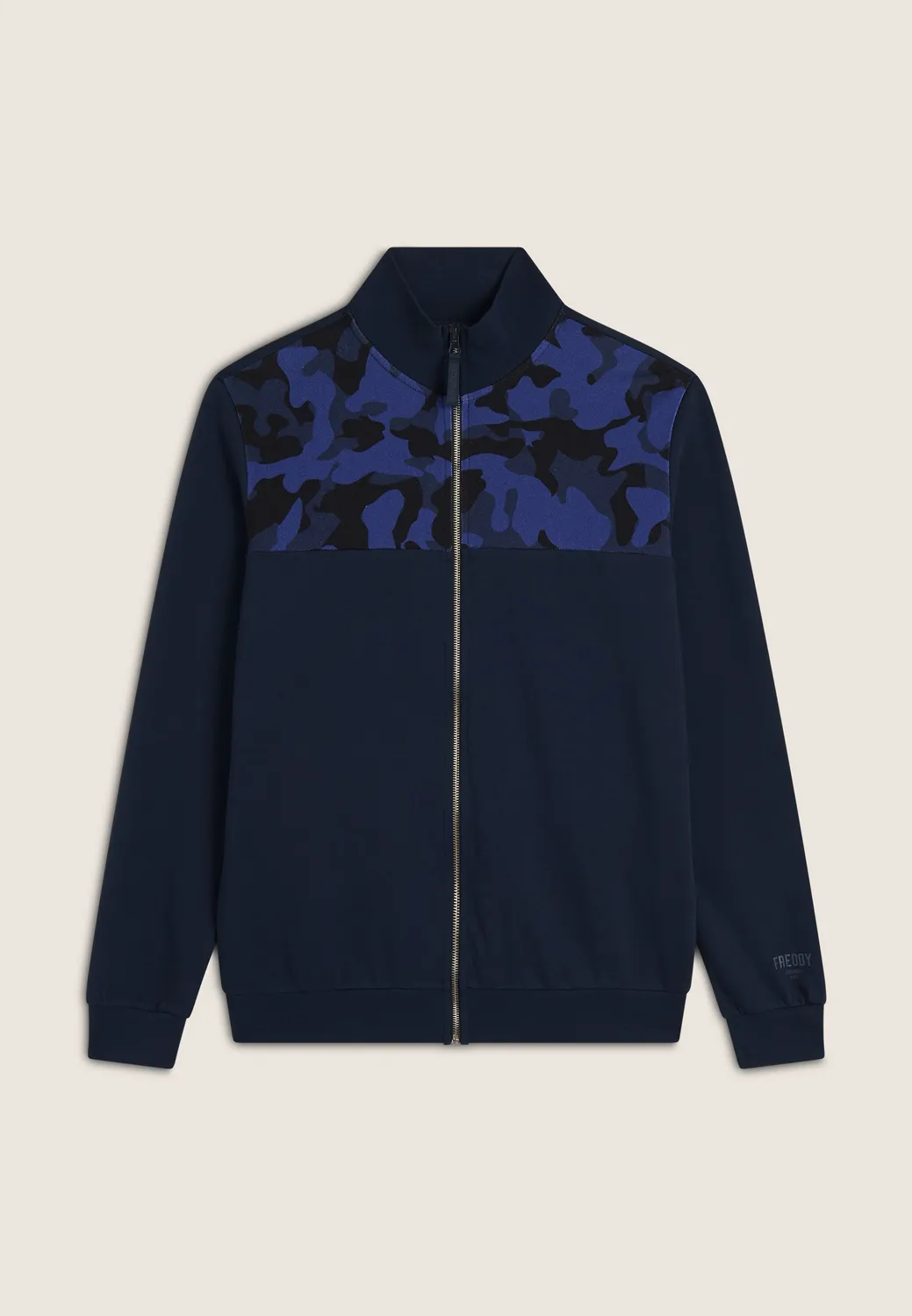 Freddy Sweatjacke Herren Dress Blue Camouflage hochgeschlossen