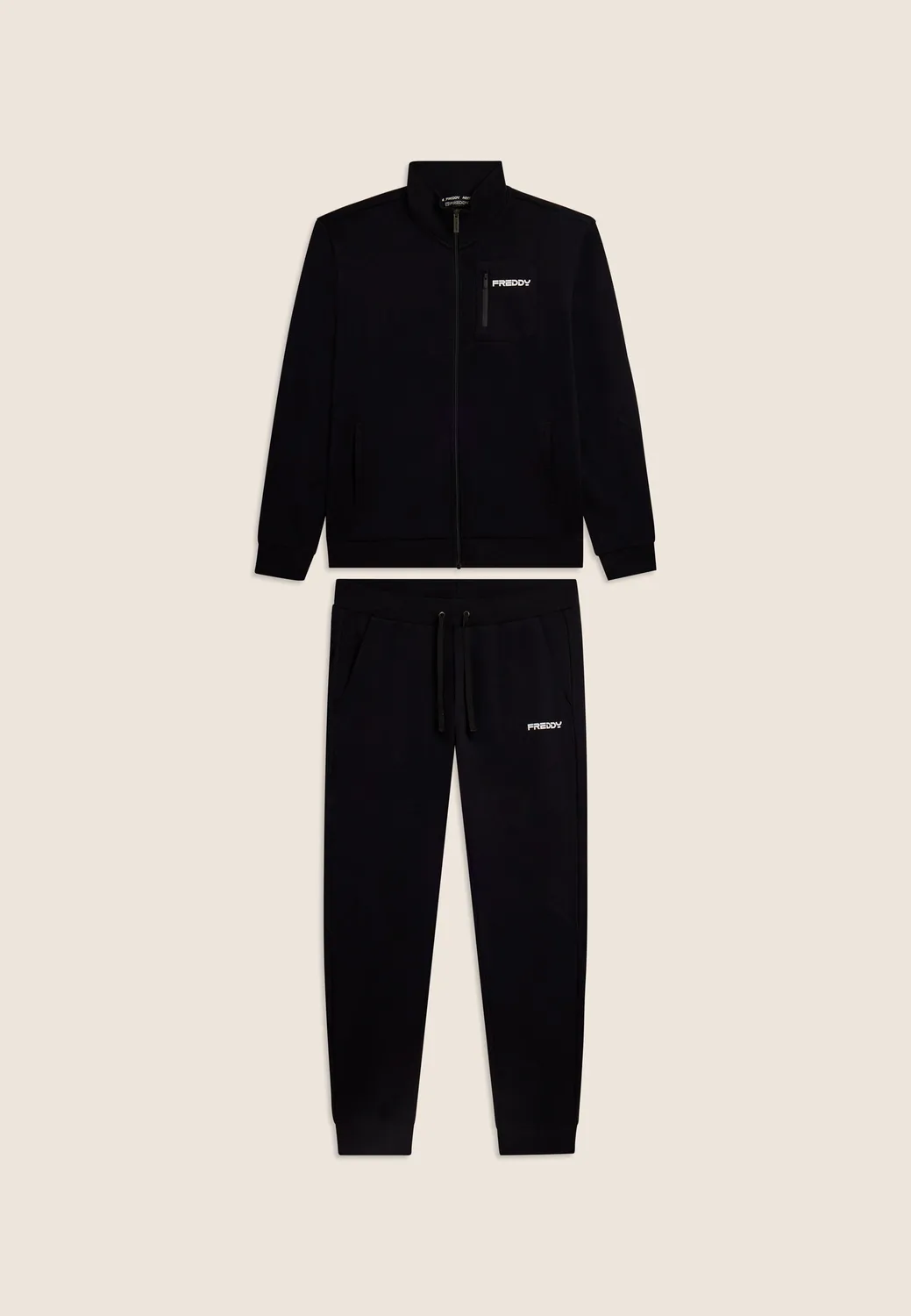 Freddy Herren Trainingsanzug Full-Zip Interlock blau Baumwolle
