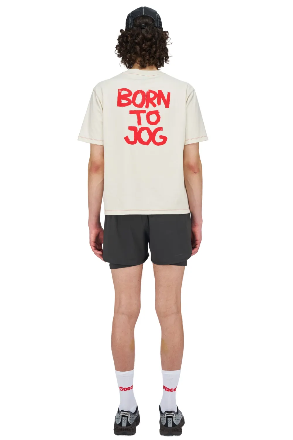 UNNA Born To Jog Tee T-Shirt Vanilla White