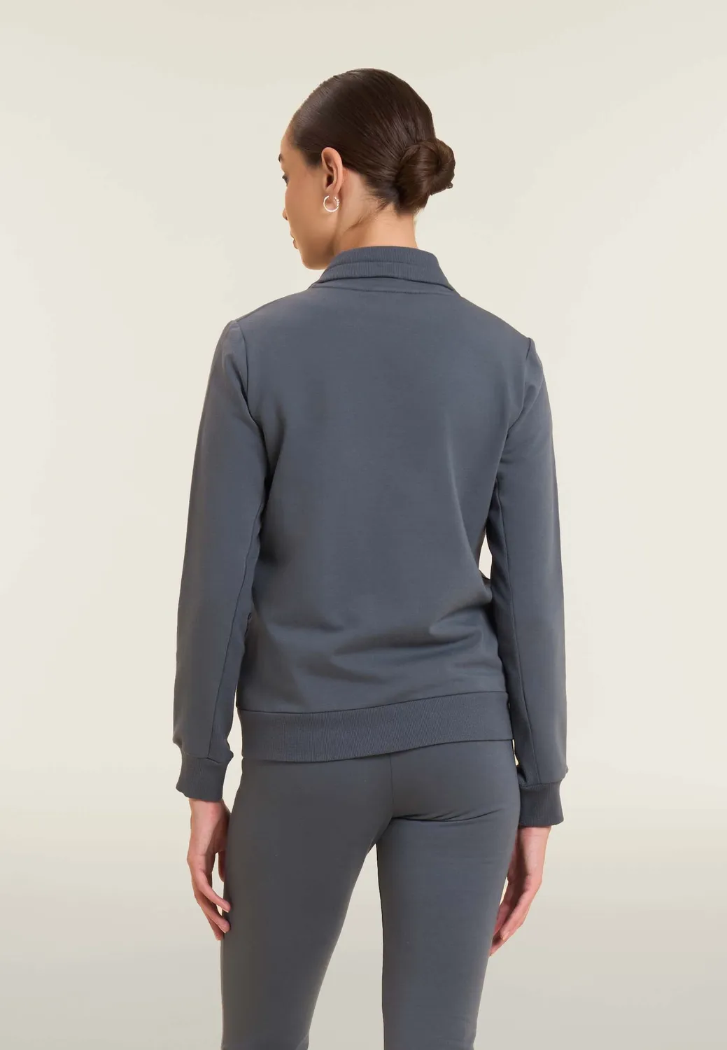 Freddy Sweatjacke Damen Full-Zip schwarz Stehkragen Check