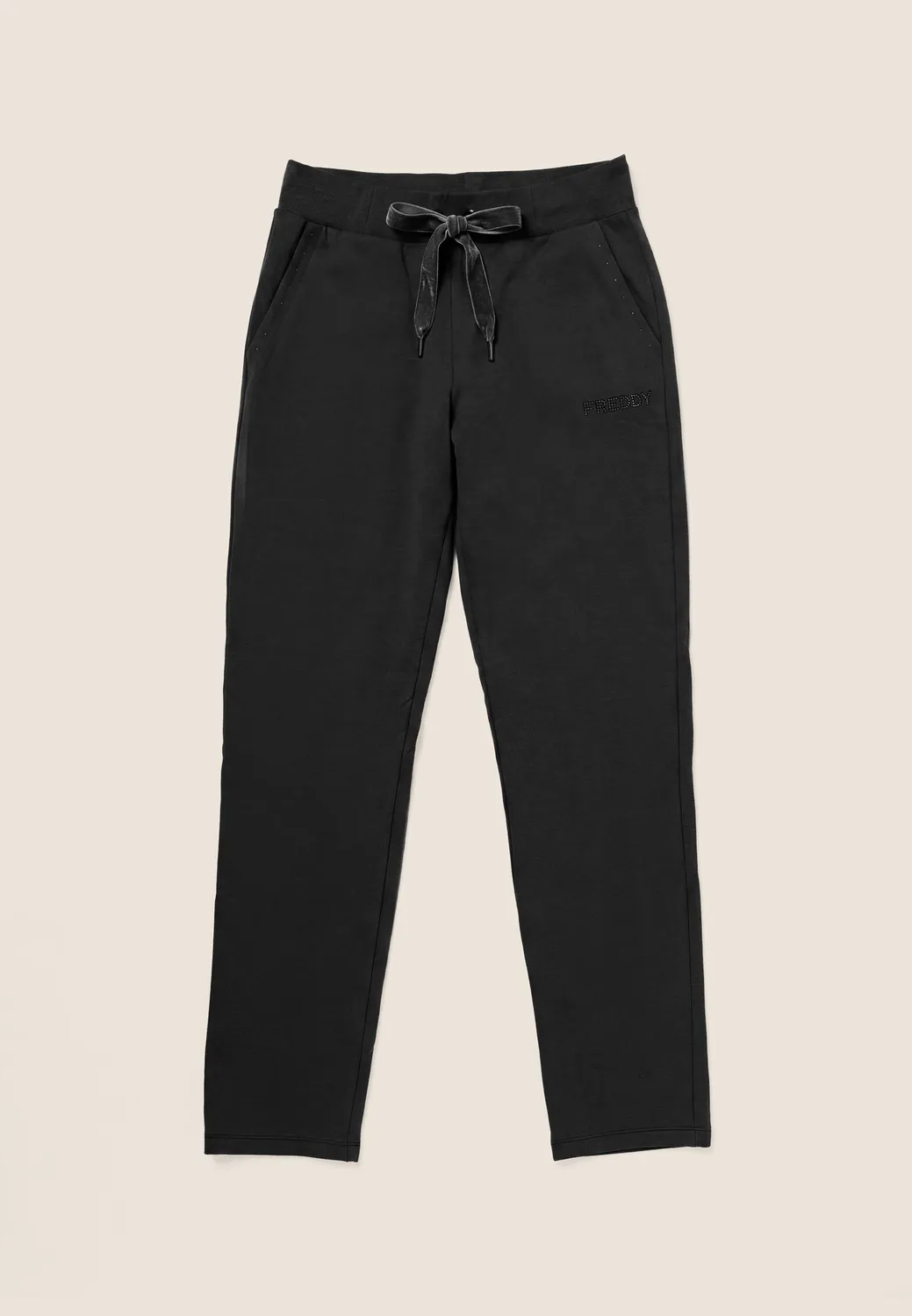 Freddy Sporthose Damen Nieten schwarz Baumwolle