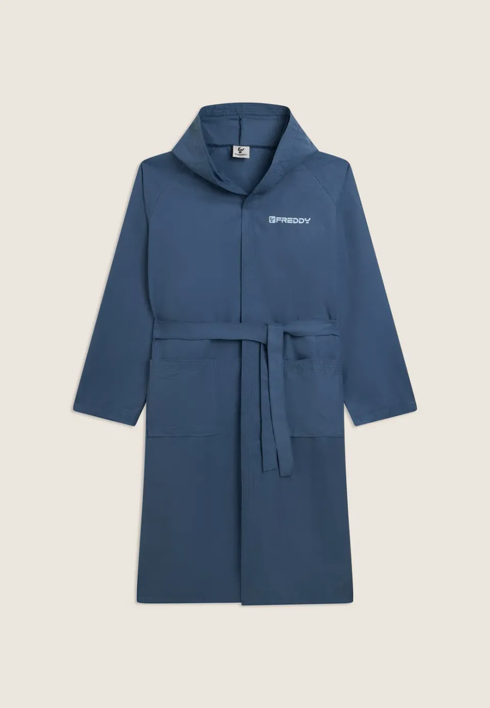 Freddy Bademantel Mikrofaser Navy Kapuze leicht