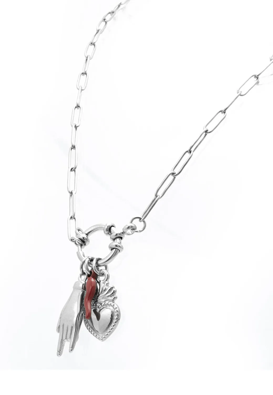 Freddy Kette Silber Herz Edelstahl 45 cm Charms