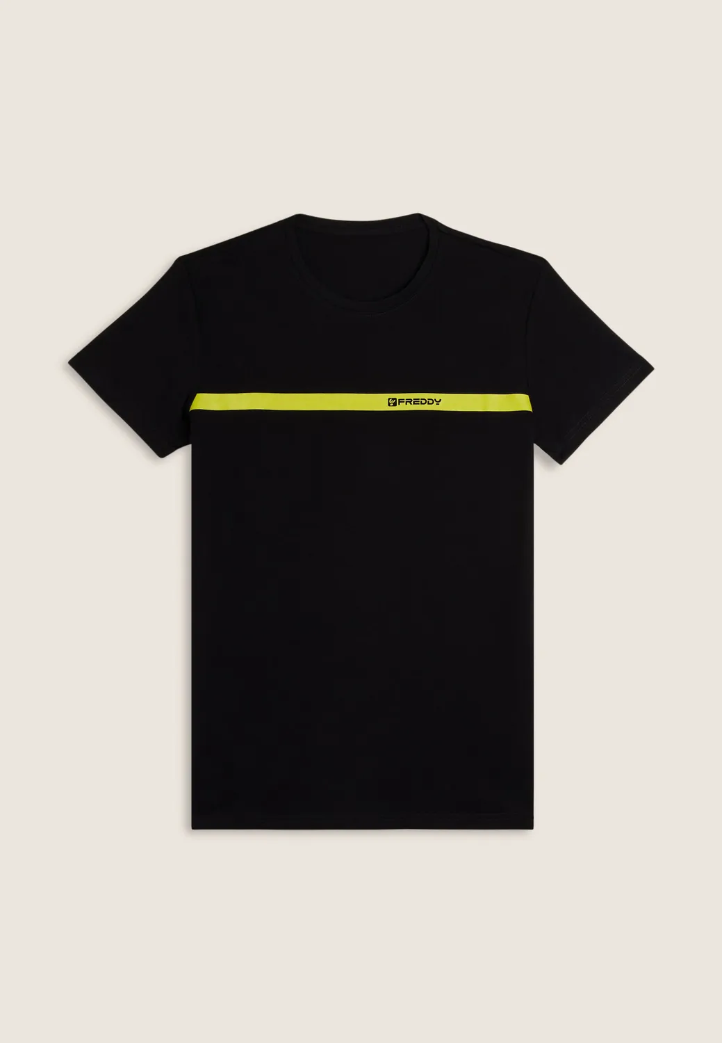 Freddy Herren T-Shirt Nero Baumwolle Kontrastbande