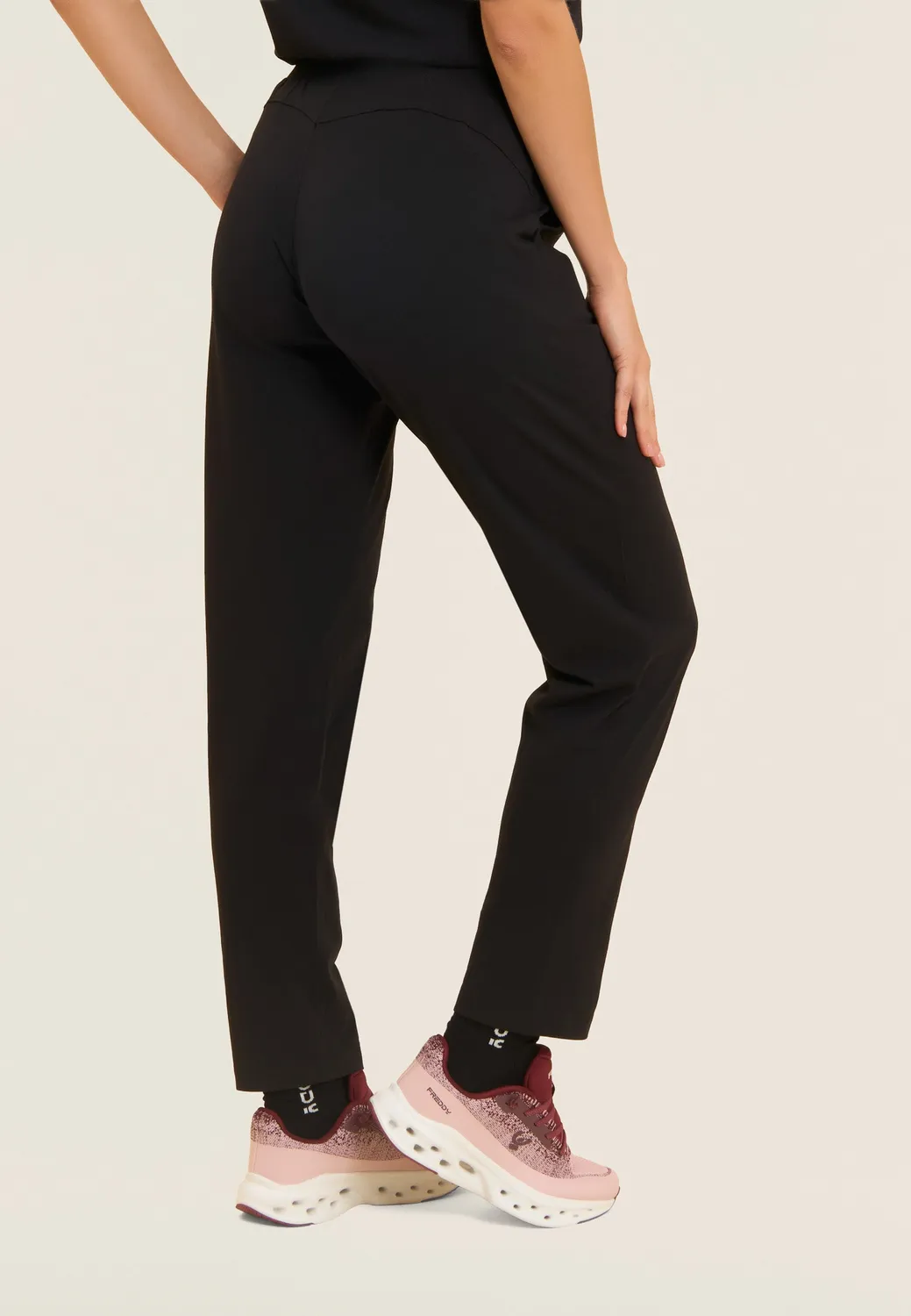 Freddy Regular Sporthose Damen Schwarz Rippenbund