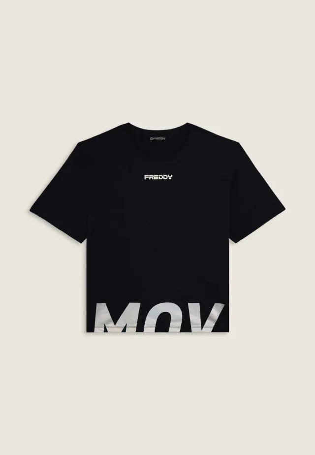 Freddy Cropped T-Shirt MOV Anthracite Seitenschlitze