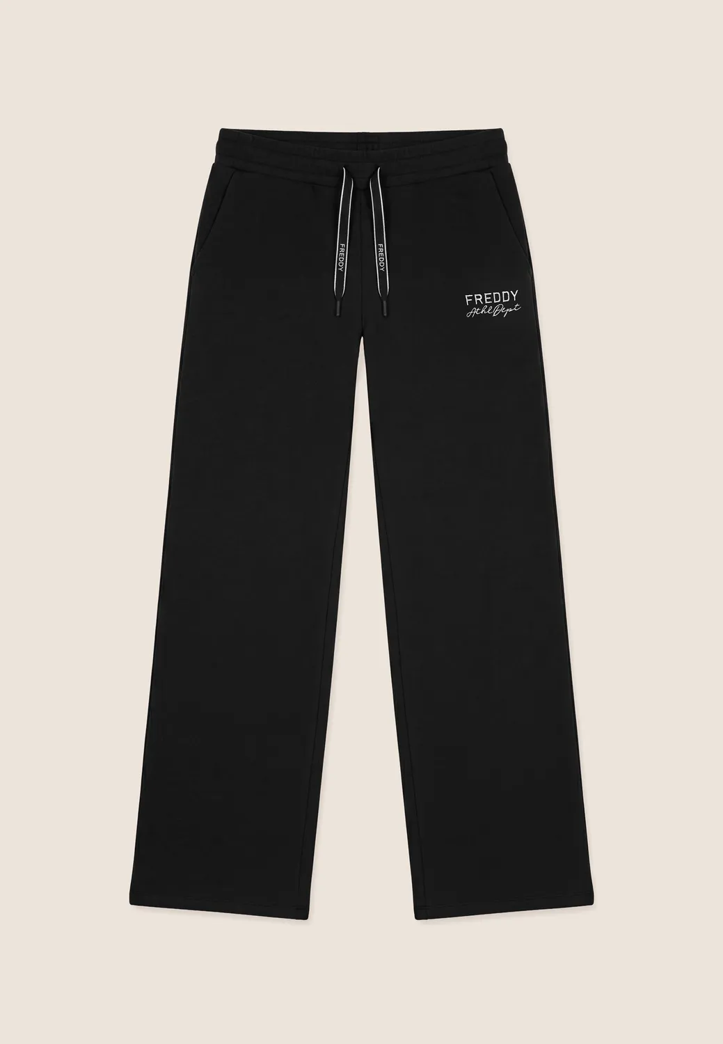 Freddy Damen Wide Leg Sweathose Baumwolle Schwarz
