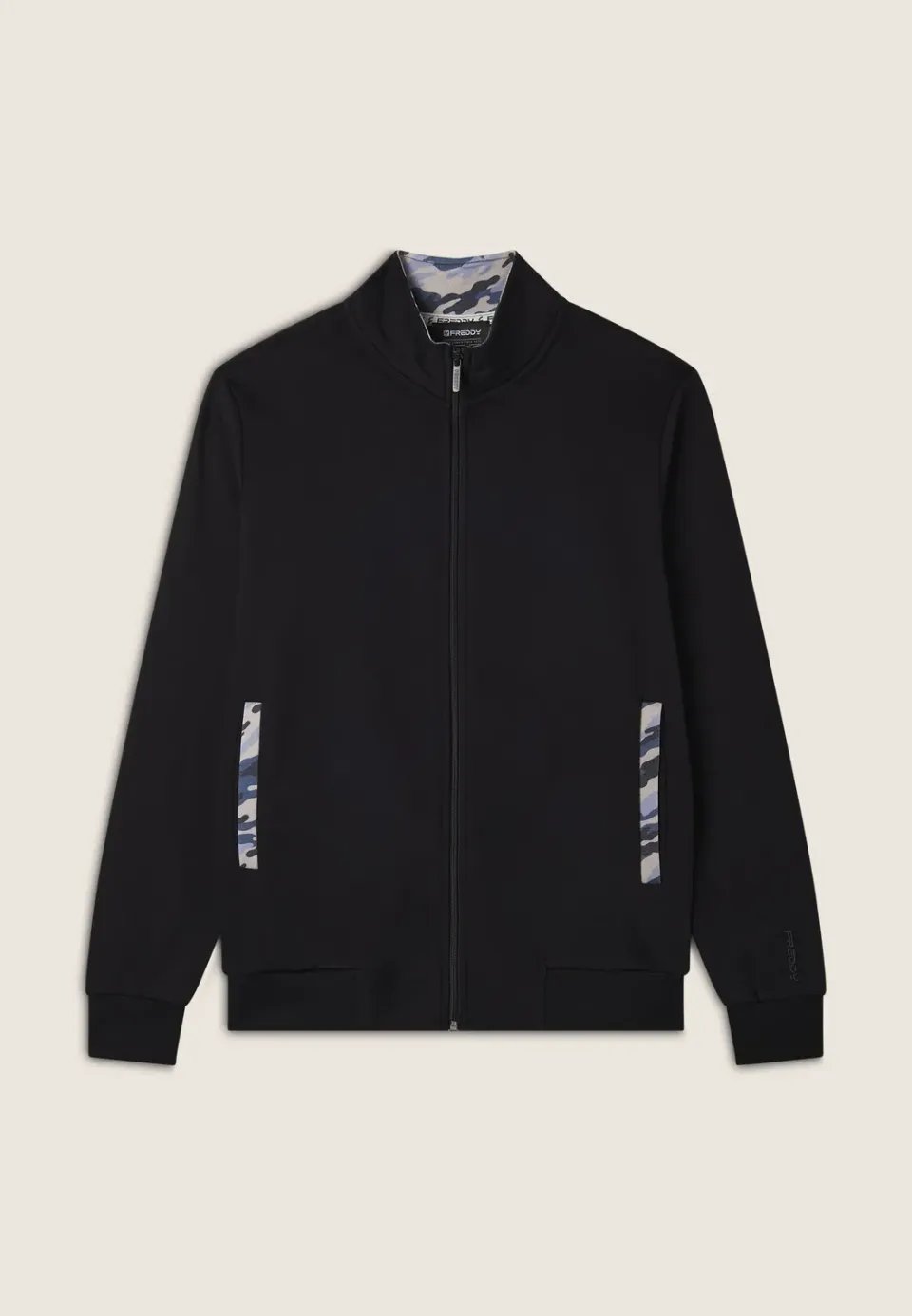 Freddy Herren Sweatjacke Zip Camouflage Schwarz
