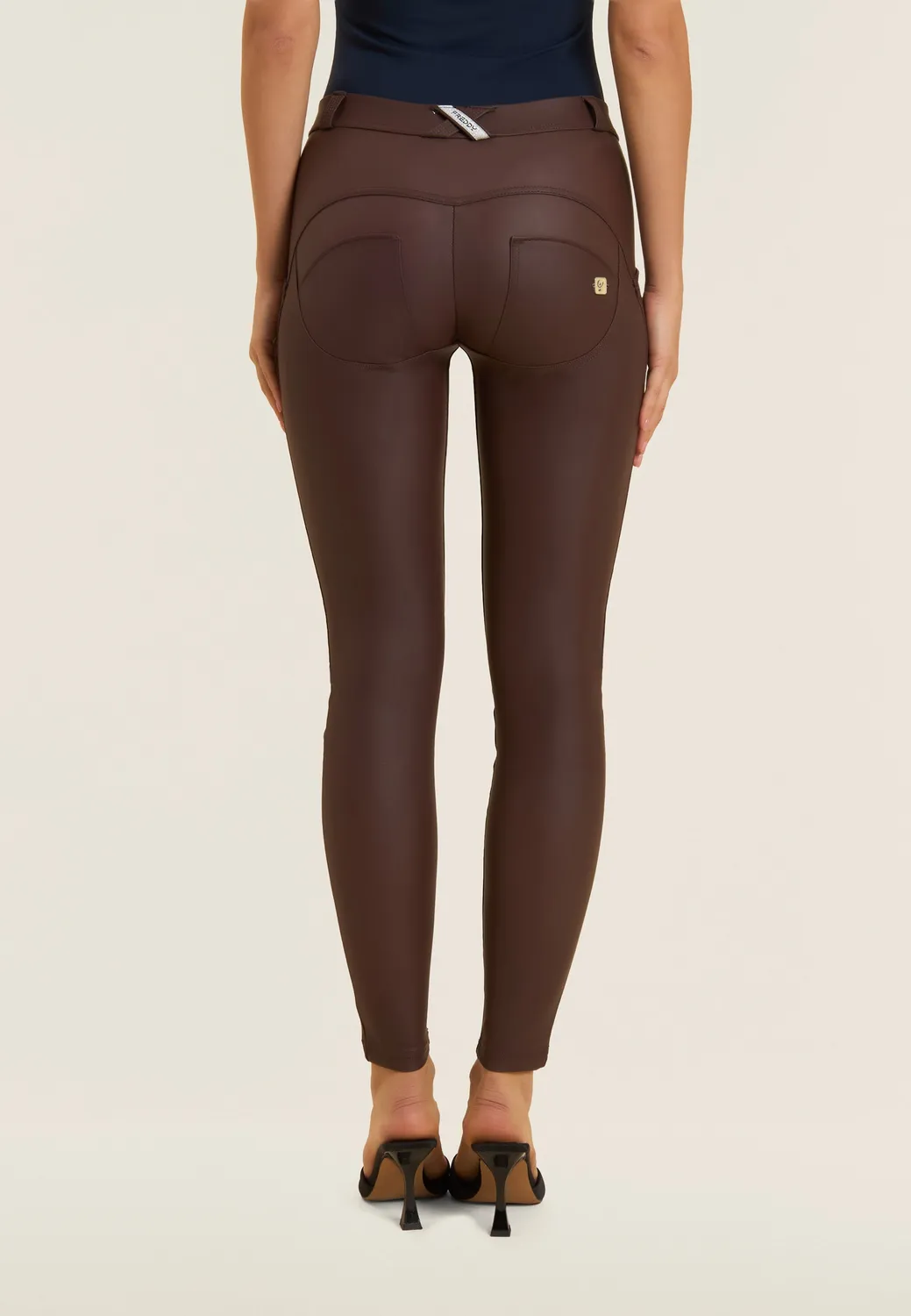 Freddy WR.UP Superskinny Kunstleder Push-up-Hose Schwarz