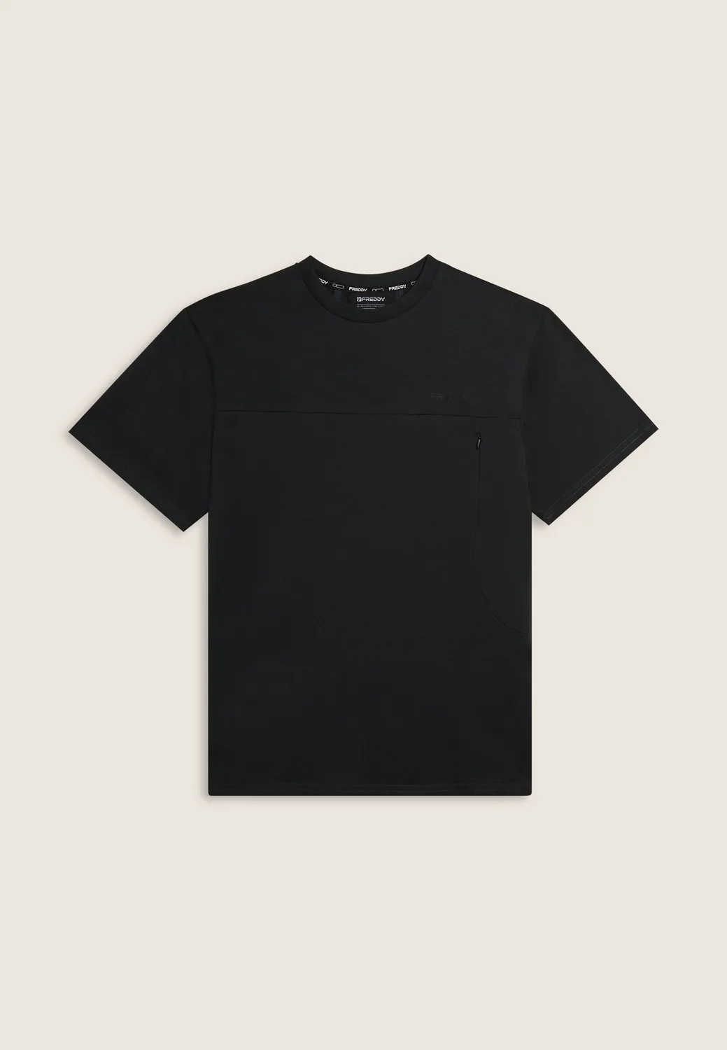 Freddy T-Shirt Weiß Print Reissverschlusstasche Baumwolle