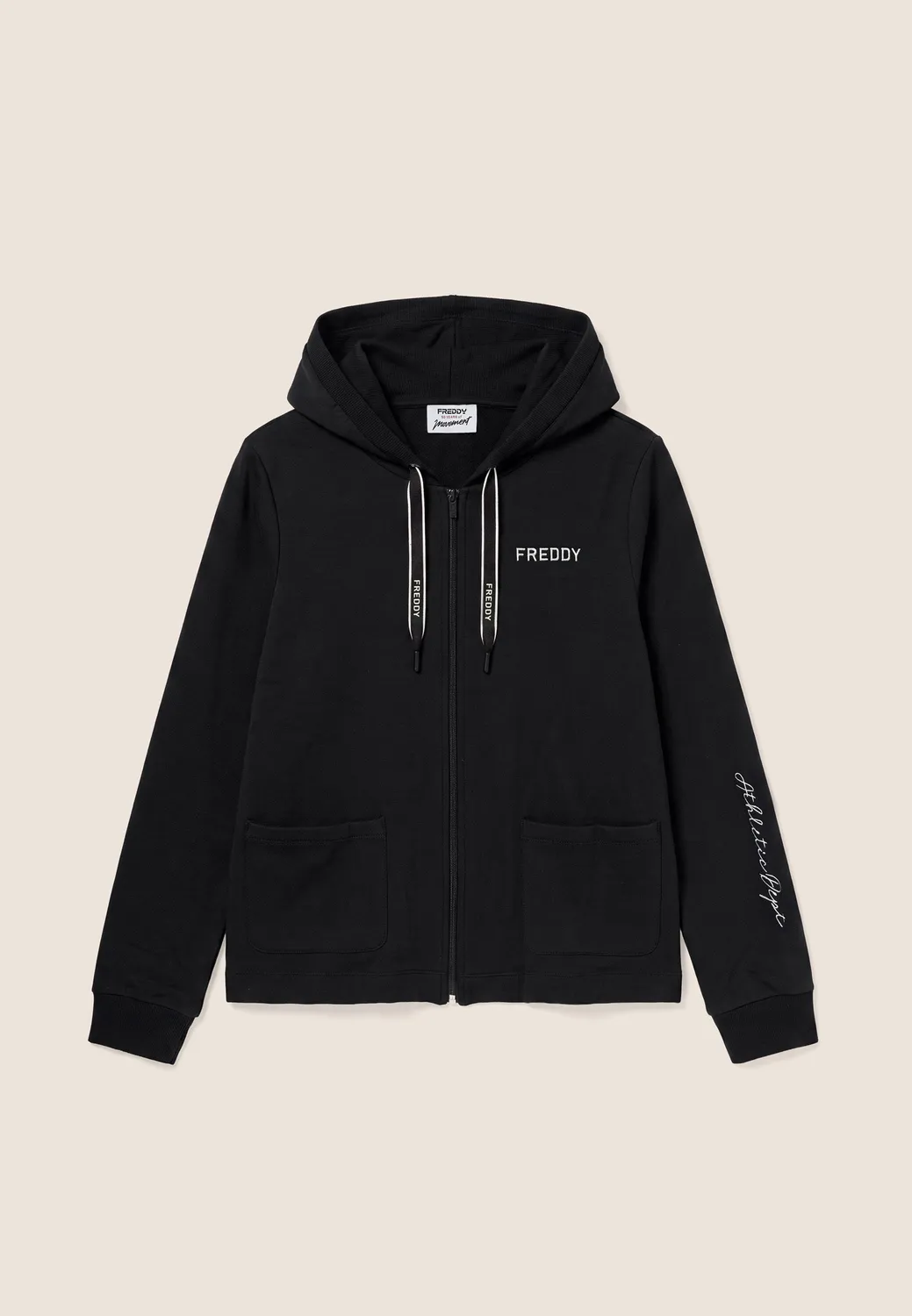 Freddy Damen Kapuzenjacke Full-Zip Schwarz Regular Fit