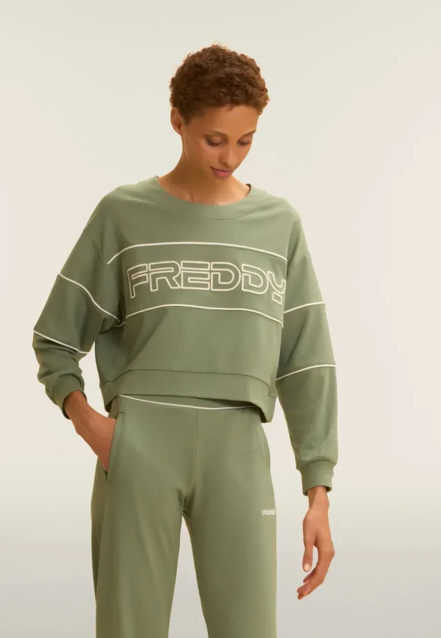 Freddy Cropped Sweatshirt Comfort Fit Peacoat Sticklogo
